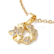 Clear Cubic Zirconia Star Pendant Necklace, 304 Stainless Steel Jewelry for Women, Golden, 17.72 inch(45cm)(NJEW-O125-30G)