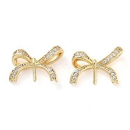 Rack Plating Brass Micro Pave Clear Cubic Zirconia Pendants, Long-Lasting Plated, Cadmium Free & Lead Free, Bowknot, Real 18K Gold Plated, 12x16x5mm, Hole: 3x4.5mm(KK-M280-15G)
