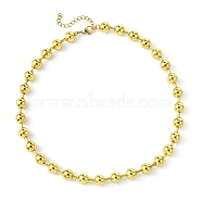 Ion Plating(IP) 304 Stainless Steel Bead Necklaces for Men Women, Golden, 14.65 inch(37.2cm)(NJEW-C053-05B-G)