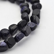 Synthetic Blue Goldstone Bead Strands, Tumbled Stone, 5~7x5~7mm, Hole: 1mm, about 15.7 inch(G-P070-55)