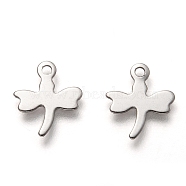 201 Stainless Steel Charms, Laser Cut, Dragonfly, Stainless Steel Color, 12x10.5x0.5mm, Hole: 1.4mm(STAS-B001-46P)