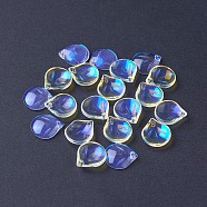 Electroplate Glass Pendants, AB Color Plated, Petal, Clear AB, 15.5x13.5x4mm, Hole: 1.4mm(EGLA-L014-11)