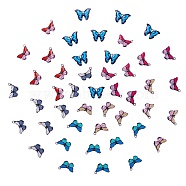 48Pcs 6 Colors Printed Alloy Pendants, with Enamel, Butterfly, Platinum, Mixed Color, 13x20x2mm, Hole: 1.6mm, 8pcs/color(FIND-SZ0001-82)