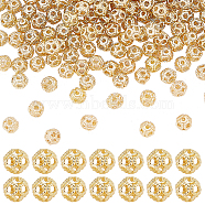 Elite 200Pcs Hollow Brass Spacer Beads, Long-Lasting Plated, Round, Real 18K Gold Plated, 4x3.5mm, Hole: 0.6mm(KK-PH0005-83)