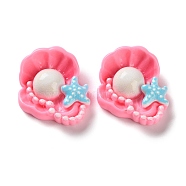 Marine Series Resin Cabochons, Shell Shape, Pearl Pink, 27x23x10.5mm(CRES-Z012-01A)