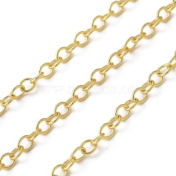 Brass Cable Chains, Soldered, with Spool, Real 18K Gold Plated, 3.5x3x1mm(CHC-U002-05G-05)