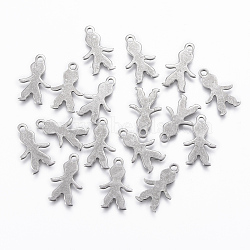 Tarnish Resistant 304 Stainless Steel pendants, Boy, Stainless Steel Color, 16x10x0.8mm, Hole: 1.2mm(STAS-L197-27P)