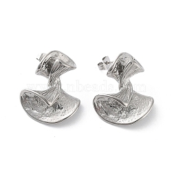 Non-Tarnish 304 Stainless Steel Stud Earrings for Women, Twist, Stainless Steel Color, 24.5x20mm(EJEW-D095-01P)