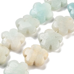 Natural Flower Amazonite Beads Strands, Flower, 20x20x6mm, Hole: 1.4mm, about 20pcs/strand, 14.57~14.96 inch(37~38cm)(G-F769-F01-02)