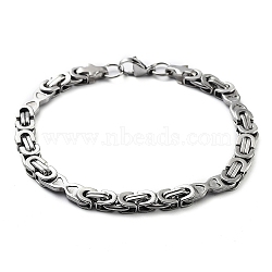 304 Stainless Steel Byzantine Chain Bracelet, Stainless Steel Color, 8-7/8 inch(22.5cm)(BJEW-Z023-18P)