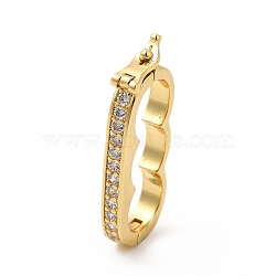 Rack Plating Brass Micro Pave Clear Cubic Zirconia Peanut Twister Clasps, Cadmium Free & Lead Free, for 3-Strand Pearl Bracelet Making Finding Clasps, Real 18K Gold Plated, 25x10.5x3mm(KK-G458-03G)