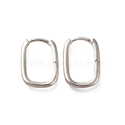 925 Sterling Silver Hoop Earrings, Rectangle, Platinum, 17x12x1.5mm(STER-M018-01P)