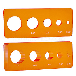 Acrylic Safety Eye Insertion Tool for Toy Making, Doll Eyeball Gauge Board, Orange, 50x120x2.5mm, Hole: 6mm(TOOL-WH0051-73C)