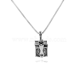 Alloy Prayer Box Urn Ashes Pendant Box Chain Necklace for Women Men, Platinum, 17.72 inch(45cm)(PW-WG18929-01)