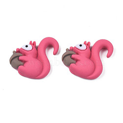 Autumn Theme Opaque Resin Cabochons, Squirrel, Cerise, 20.5x18x5.5mm(CRES-S308-085)