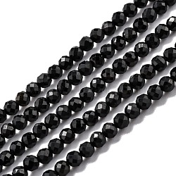 Natural Black Tourmaline Beads Strands, Faceted, Round, 3mm, Hole: 0.7mm, 15.35''(39cm)(X-G-H266-11A)