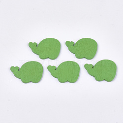 Painted Poplar Wood Cabochons, Elephant, Lime Green, 18x25x2mm(WOOD-T021-24D)