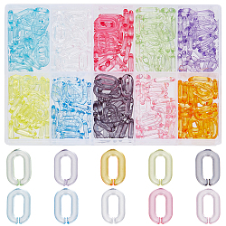 300pcs 10 Colors Transparent Acrylic Linking Rings, Quick Link Connector, Oval, for Cable Chain Making, Mixed Color, 14.5x9x2.5mm, Inner Diameter: 9x4mm, 30pcs/color(MACR-SP0001-54)