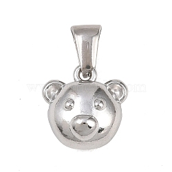 303 Stainless Steel Pendants, Teddy Bear Charm, Stainless Steel Color, 12x12x8mm, Hole: 5.5x3mm(STAS-K325-24A-P)