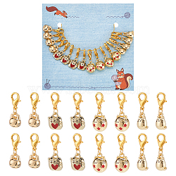 3D Cat Alloy Enamel Pendant Locking Stitch Markers, Crochet Lobster Clasp Charms, Golden, 2.2~2.5cm, 4 style, 4pcs/style, 16pcs/set(HJEW-AB00554)