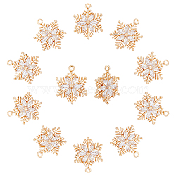 10Pcs Brass Micro Pave Clear Cubic Zirconia Pendants, Snowflake, Light Gold, 20.5x16x3mm, Hole: 1.6mm(ZIRC-FH0001-39)