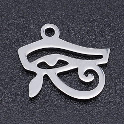 Non-Tarnish 304 Stainless Steel Laser Cut Charms, Egyptian Eye of Horus, Stainless Steel Color, 12x13.5x1mm, Hole: 1.5mm(A-STAS-S105-T919-1)