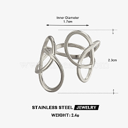 Irregular Line 304 Stainless Steel Cuff Open Rings, Stainless Steel Color, 17mm(WGB259B-02)