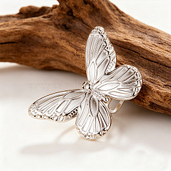 304 Stainless Steel Cuff Open Rings, Butterfly, Stainless Steel Color, 15~20mm(WG59E29-01)