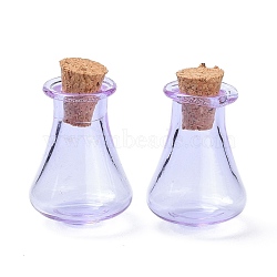Glass Cork Bottles, Glass Empty Wishing Bottles, DIY Vials for Home Decorations, Lilac, 17x27mm(AJEW-O032-01E)