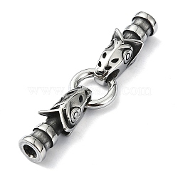 Tibetan Style 304 Stainless Steel Spring Gate Rings, Manual Polishing, Antique Silver, 75mm(FIND-Z046-04AS-01)