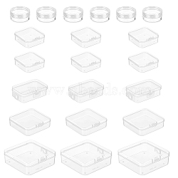 Plastic Bead Storage Containers, for Jewelry Small Accessories, Clear, 5~8.5x4.5~8.5x1.9~3cm, Inner Diameter: 5.1~8.2x4.1~8.1cm, 21pcs/box(CON-NB0002-12)