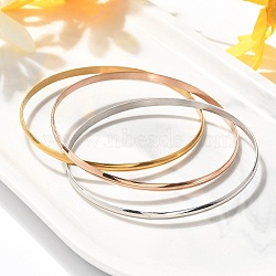 304 Stainless Steel Plain Bangles for Women, Mixed Color, Inner Diameter: 2-5/8 inch(6.65cm)(BJEW-C092-01)