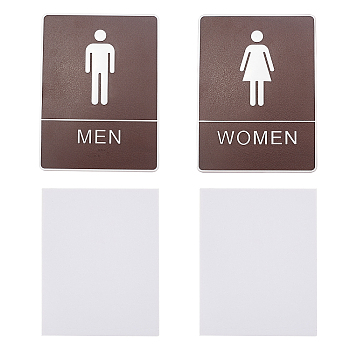 Gorgecraft Acrylic Bathroom Sign Stickers, Public Toilet Sign, for Wall Door Accessories Sign, Coconut Brown, 202x152x4.5mm, 2sets/bag