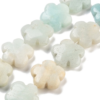 Natural Flower Amazonite Beads Strands, Flower, 20x20x6mm, Hole: 1.4mm, about 20pcs/strand, 14.57~14.96 inch(37~38cm)