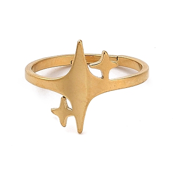 304 Stainless Steel Adjustable Ring, Star, Golden, US Size 6 1/4(16.7mm)