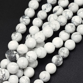Natural Howlite Beads Strands, Round, 8mm, Hole: 1mm, about 46~47pcs/strand, 15.2~15.5 inch(38.5~39.5cm)
