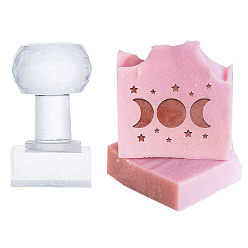 Clear Acrylic Soap Stamps with Big Handles, DIY Soap Molds Supplies, Moon, 60x38x29mm, pattern: 35x26mm