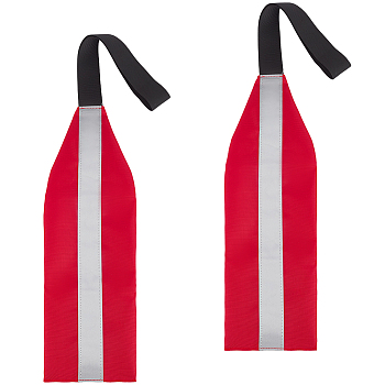 2Pcs Oxford Fabric Reflective Safety Flag for Kayaks, Red, 580mm