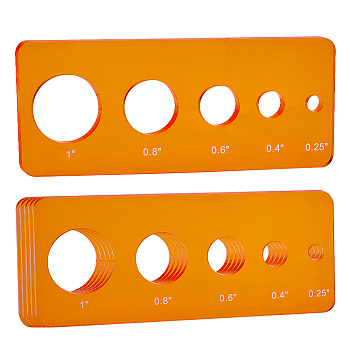 Acrylic Safety Eye Insertion Tool for Toy Making, Doll Eyeball Gauge Board, Orange, 50x120x2.5mm, Hole: 6mm