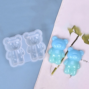 DIY Bear Display Decoration Silicone Molds, Resin Casting Molds, for UV Resin & Epoxy Resin Craft Making, White, 75x97x20mm, Inner Diameter: 65x41mm