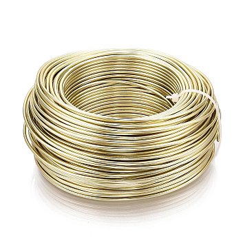 Round Aluminum Wire, Bendable Metal Craft Wire, Flexible Craft Wire, for Beading Jewelry Doll Craft Making, Light Gold, 15 Gauge, 1.5mm, 100m/500g(328 Feet/500g)