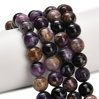 Natural Charoite Beads Strands, Grade AB, Round, 10mm, Hole: 1.2mm, about 33pcs/strand, 15.16''(38.5cm)