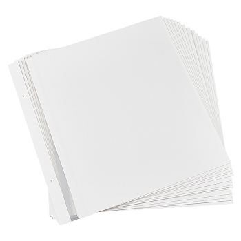 PVC & Paper Adhesive Refills Inner Pages, for 2 Ring Binder Photo Albums, with Lamination, Rectangle, White, 315x325x0.5mm, Hole: 6mm