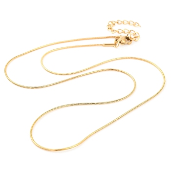 304 Stainless Steel Round Snake Chain Necklaces for Women, Golden, 17.68 inch(44.9cm), 0.9mm wide