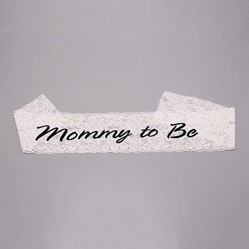 Organza Shoulder Bands, with Word Mommy to Be, Shoulder Strap Party Accessory Decoration, White, 840x110mm