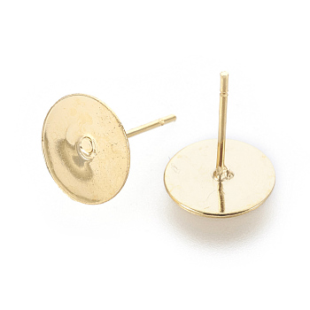 202 Stainless Steel Stud Earring Findings, with 304 Stainless Steel Pins, Real 24k Gold Plated, 12.5x10mm, Pin: 0.7mm