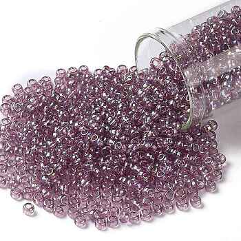 TOHO Round Seed Beads, Japanese Seed Beads, (166) Transparent AB Light Amethyst, 8/0, 3mm, Hole: 1mm, about 222pcs/bottle, 10g/bottle