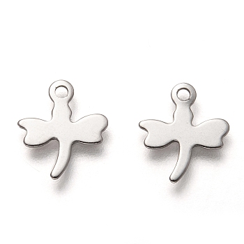 201 Stainless Steel Charms, Laser Cut, Dragonfly, Stainless Steel Color, 12x10.5x0.5mm, Hole: 1.4mm