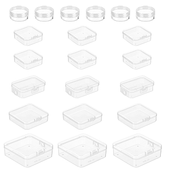 Plastic Bead Storage Containers, for Jewelry Small Accessories, Clear, 5~8.5x4.5~8.5x1.9~3cm, Inner Diameter: 5.1~8.2x4.1~8.1cm, 21pcs/box