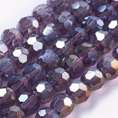 3mm DarkViolet Round Electroplate Glass Beads
